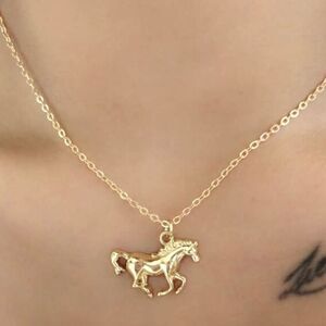 SALE 18k Stamped Gold Filled Western Bohemian Horse Pendant Necklace